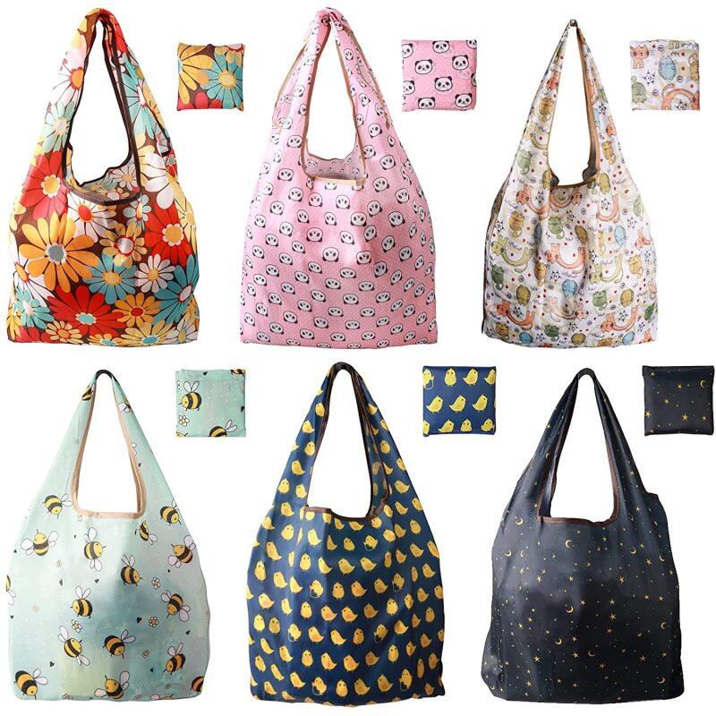 Reusable Shopping Grocery Pouch Bags Washable Foldable Shopping Tote Bag Large Eco-Friendly Purse Bag