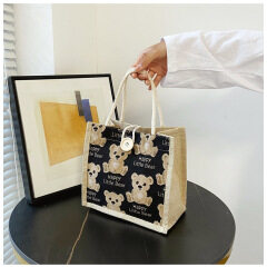 Wholesale Cartoon Bear handbag cute light large capacity storage lunch box shoulder bag