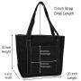 Custom Logo Cotton Shopping Tote Grocery Bag Travel Pack for Women Men Student Office School with Large Compartment