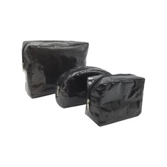 wholesale promotional custom logo black zipper woven makeup bag cosmetic bags