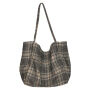 Black Plaid Women Simple Shoulder Bag Soft Cloth Fabric Large Capacity Tote Canvas Bags For Pretty Young Girls