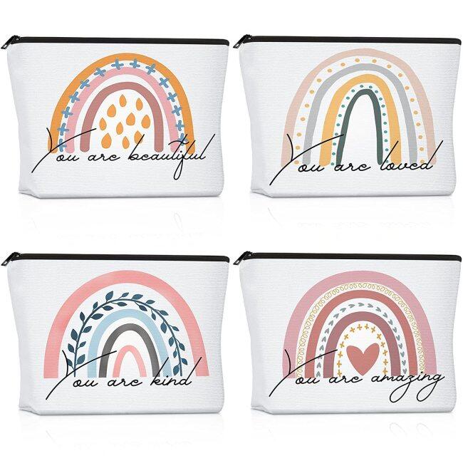 Wholesale Cosmetic Customized Printed Cotton Canvas With Zipper Style Pouch Bags