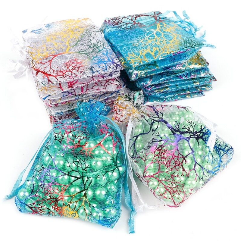 Wholesale Factory Stock Rainbow Colorful Gift Drawstring Organza Bag
