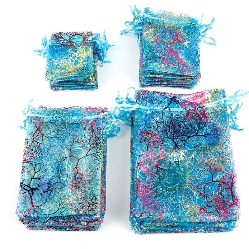 Wholesale Factory Stock Rainbow Colorful Gift Drawstring Organza Bag