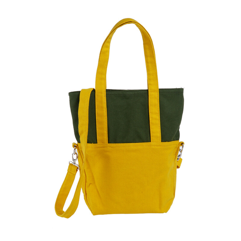 Fashion Simple Design Attractive Style Yellow And Green Color Matching Cotton Bag