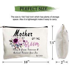 Custom logo cotton canvas cosmetic gift bag for bridesmaid wedding guests makeup pouch