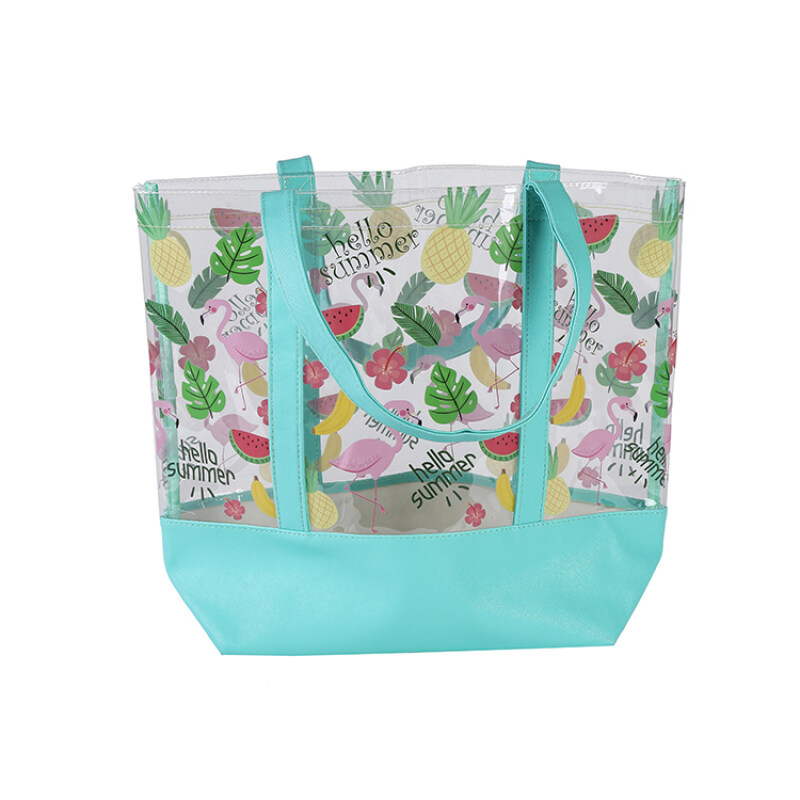 Custom Women Tote Toiletry Bag Transparent PVC Shoulder Bag with Handle