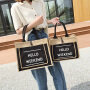 Customized Front Pocket Canvas Natural Jute Tote Bags with Handles Laminated Interior Burlap Tote