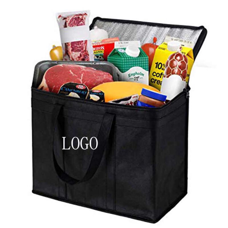 Eco friendly recyclable non woven insulated lunch aluminum waterproof cooler bag with zipper