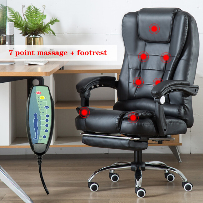 Lumbar Support Arms Executive Office Chair Massage Rolling Swivel PU Leather Chair