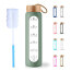 32 Oz Glass Water Bottle with Time Marker, Bamboo Lid, Silicone Sleeve. Motivational Water Bottles with Reminder Quotes