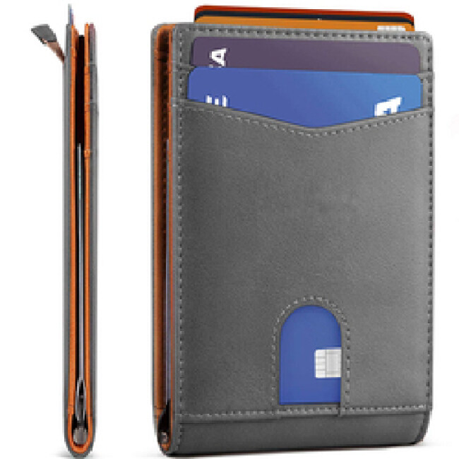 Mens Slim Bifold Wallet RFID Blocking Minimalist Front Pocket Wallets for Men