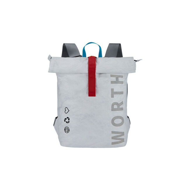 Worthfind Custom Dupont Tyvek Paper Bag Rolling Backpack Eco Friendly Recycled Rucksack Roll Top Fashion Travel Bagpack