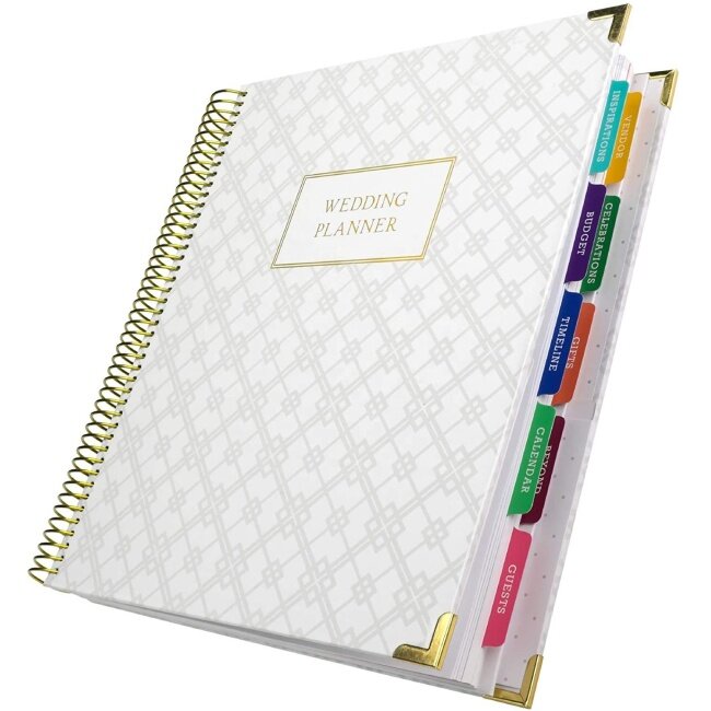 Wedding Planner Book And Organizer Custom Logo A4/ A5 Gold Spiral Notebook Wedding Planner