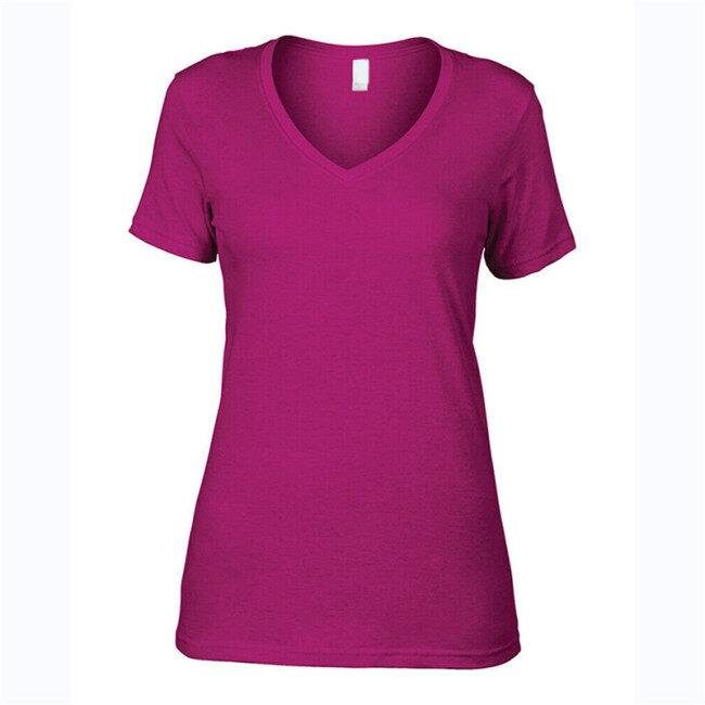 Womens Deep V Neck Plain No Brand T Shirts Ladies High Quality 100% Cotton Tshirts For Printing