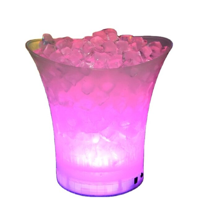 Customized Logo Ice Bucket Champagne Easy to Clean Flashing Ice Bucket Portable Wight Application Led Ice Buckets For Wedding