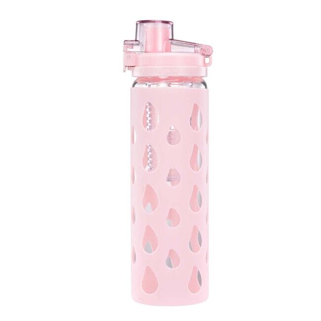 Wholesale bpa free  sports glass water bottle with Silicone Sleeve Portable Outdoor water bottle