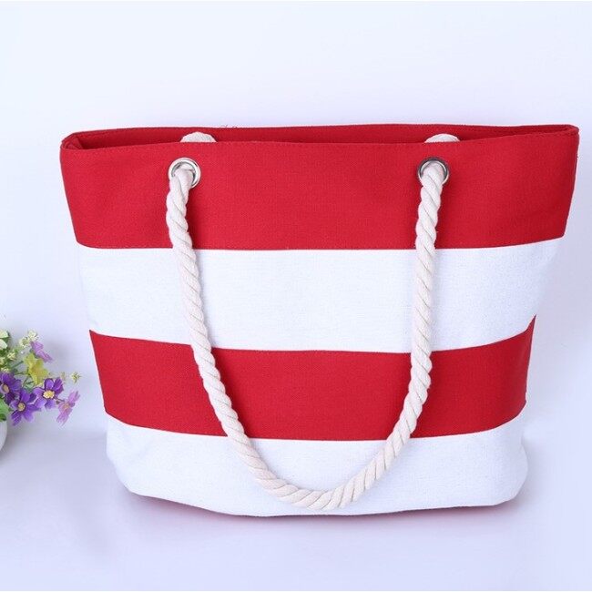 Custom OEM Designer Recycling Shoulder Beach Shopping Bag manufacturing Cotton Canvas Shoulder Tote Bag with Rope Handle