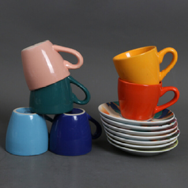 Customized Color Multicolored Oem Logo Porcelain Mini Coffee Cups With Saucer Ceramic Coffee Cup And Saucers