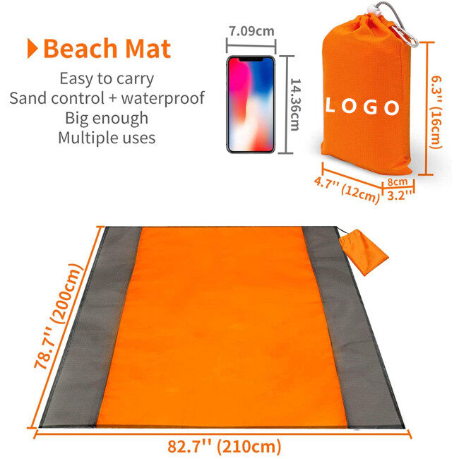 Portable Oversized Lightweight Waterproof Foldable Beach Mat Sand Proof Picnic Blanket for 4-7 Adults for Summer Camping Hiking