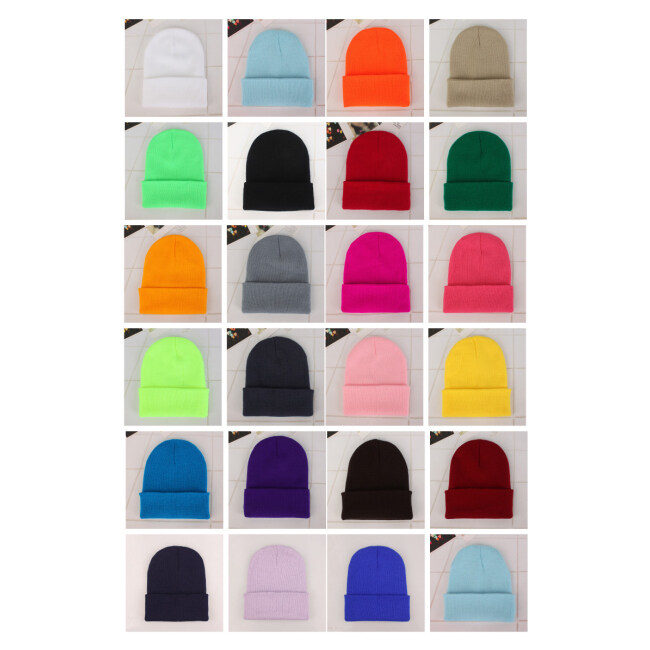 custom adult winter knitted beanie with embroidery cheap winter hats
