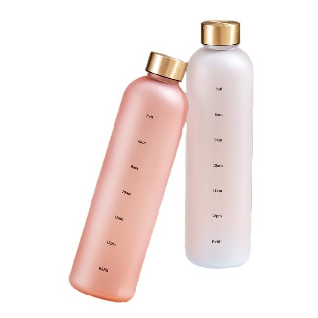 Wholesale High Quality Glass Water Bottle 1000ml Silk Printing Logo Time Schedule Sport Camping Glass Bottle Water
