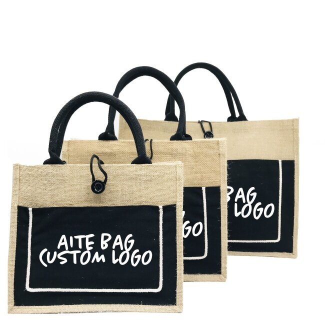 High quality 2022  fashion jute tote bag with custom logo Wholesale Cheap