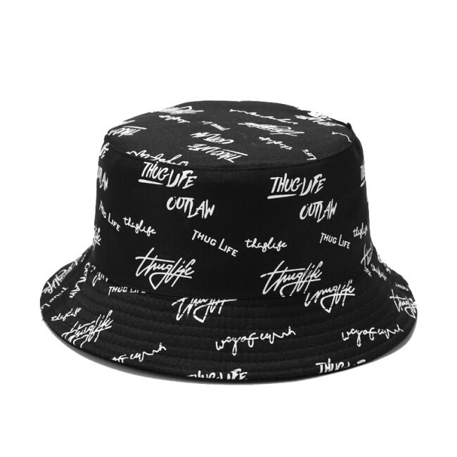 Fashion Designer Reversible Custom Logo All over Printed and Embroidered Cotton Fisherman Bucket Hat With Private Brand Label