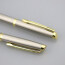 Luxury stainless steel metal body gold trim engraved logo twist ballpoint pen with gift box pen set stationery gift