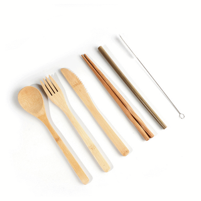 Bamboo spoon fork set tableware cutlery set