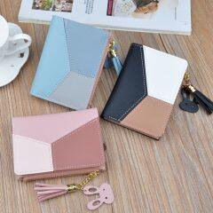 New Arrival Wallet Short Women Wallets Zipper Purse Patchwork Fashion Panelled Wallets Trendy Coin Purse Card Holder Leather