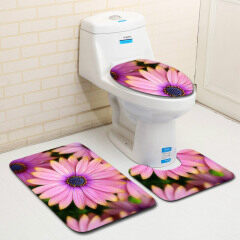 Flowers Black Carpet Bathroom Toilet Mat Accessories Bath Mat Roses Anti Slip Lid Cover Beauty 3pcs Rug Sets Home Decor