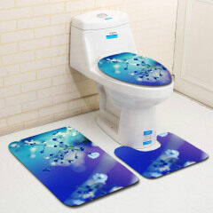 Flowers Black Carpet Bathroom Toilet Mat Accessories Bath Mat Roses Anti Slip Lid Cover Beauty 3pcs Rug Sets Home Decor