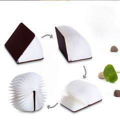 LED Magnetic Foldable Book Lamp Wooden Grain Portable USB Rechargeable Novelty Table Night Light Desk Lamp for Home Decoration