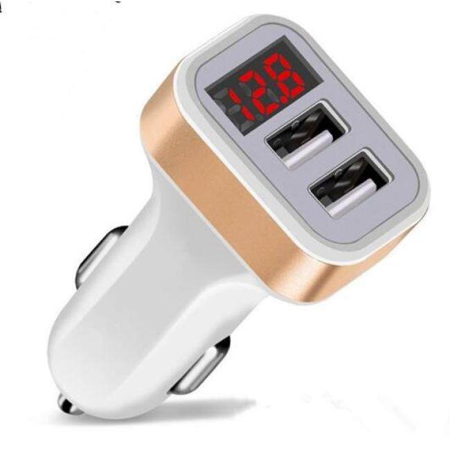 Dual 2 USB Car Charger LED 5V/2.1A Digital Display For iphone Xiaomi Samsung Fast Charge Adapter USB Cable Mobile Phone Chargers