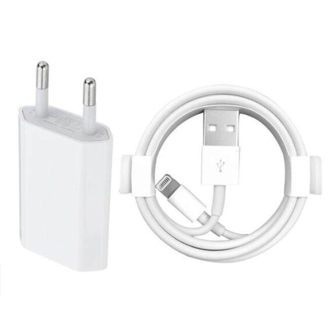 EU Wall Charger + USB Charging Cable for iPhone 6 6S 7 8 Plus X XS MAX XR 1m USB Data Cables for iPhone 5 5S Charge Adapter