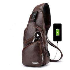 Men's USB Chest Bag Designer Messenger bag Leather Shoulder Bags Diagonal Package 2018 new Back Pack Travel