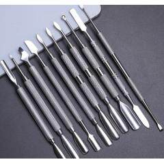 10pcs/lot Remover Double Sided Nail Art Cuticle Pusher Stainless Steel Makeup Pedicure Tool Cutter Manicure Care Clean Tip