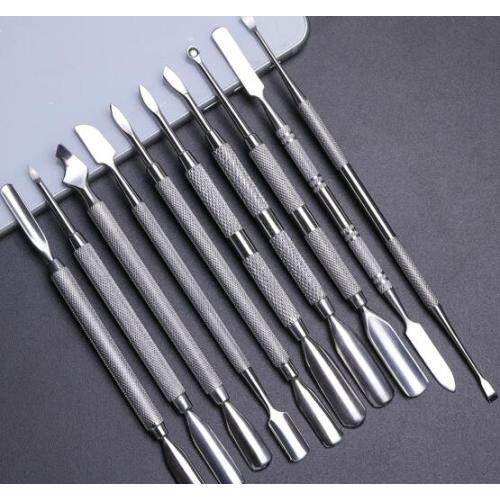 10pcs/lot Remover Double Sided Nail Art Cuticle Pusher Stainless Steel Makeup Pedicure Tool Cutter Manicure Care Clean Tip