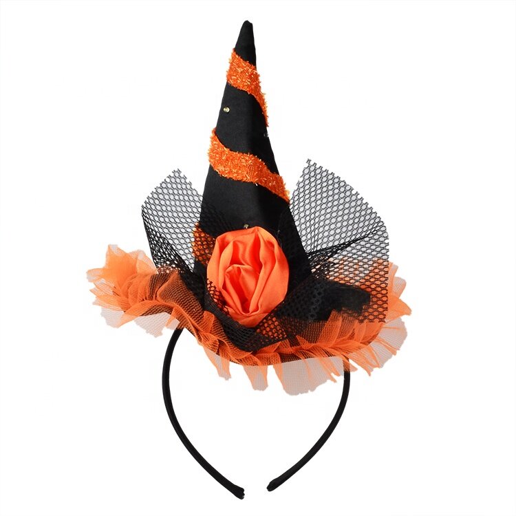 Pumpkin Witch Hat Props Decor Headwear Halloween Headband Party Hairband,1pc
