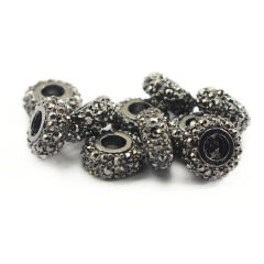 CP5082 Large hole Hematite crystal pave rondelle beads