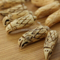 OB020 Excellent Small Hand Carved bone eagle head