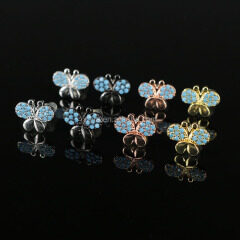 EC1072 Fashion CZ Micro Pave Small Butterfly Stud Earring,Cubic Zirconia Studs Animal Insects Earring