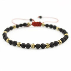 BRS1612 aromatherapy diffuser ball bracelets jewelry Natural lava beads fashion beaded men bracelet with alloy spacer