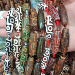 AB0423 Wholesale Tibetan Agate Old Dzi Barrel Beads,DZI Tibetan Agate Drum Beads