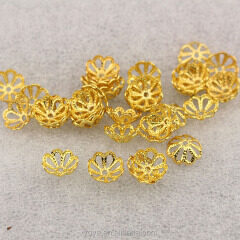 JS1310 Wholesale gold plated flower beads caps,metal beadcaps