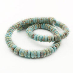 SM3107 Impression Jasper Beads Rondelle Beads,Blue Sea Sediment Aqua Terra Wheel Heishi Beads