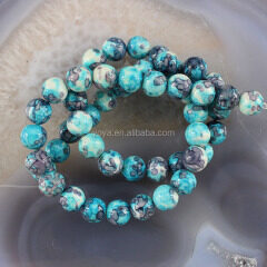 RF0224-07 Wholesale Blue Round rainflower gemstone beads