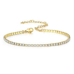 AS1017 Gold Plated Zubic Zirconia CZ Diamond Pave Tennis Chain Anklets Ankle Bracelets adjustable anklets for Woman Ladies