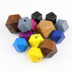 SB0712 Multicolor hexagon wooden bead,Geometric Natural Wood Beads,Faceted Wood Nugget Beads